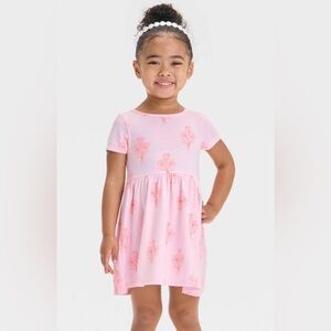 Toddler Girls Cat And Jack 3T Light Pink Floral Dress Pink NEW